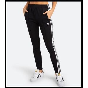 Adidas Racing Stripes Superstar Track SST Pants Drawstring Zip Cuff Black Small